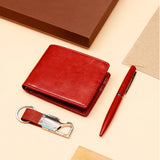 Regal Brown Wallet with Pen and Keychain Gift Set