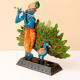 Hand-Crafted Lord Krishna with Peacock Showpiece