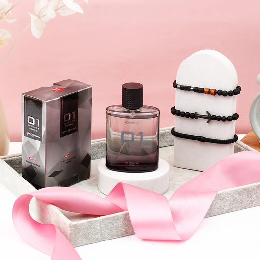 Archies 01 Black Diamond Perfume & Beaded Bracelet Set