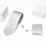 Men's Silver Tie Gift Set in Wooden Box With Perfume