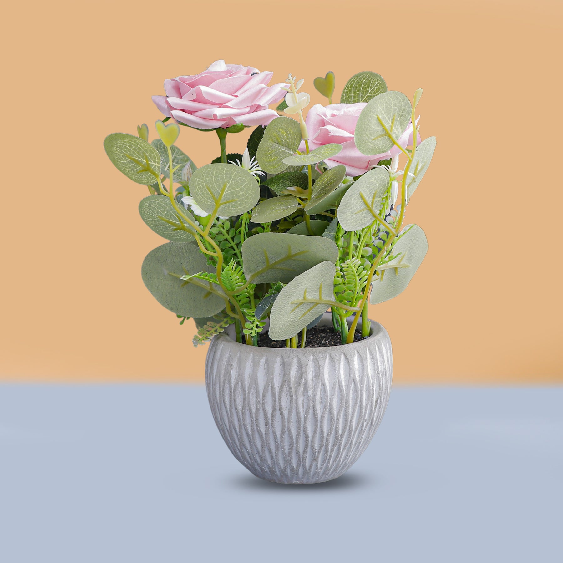 Pink Rose Artificial Flower Pot