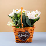 White Rose Artificial Flower Basket