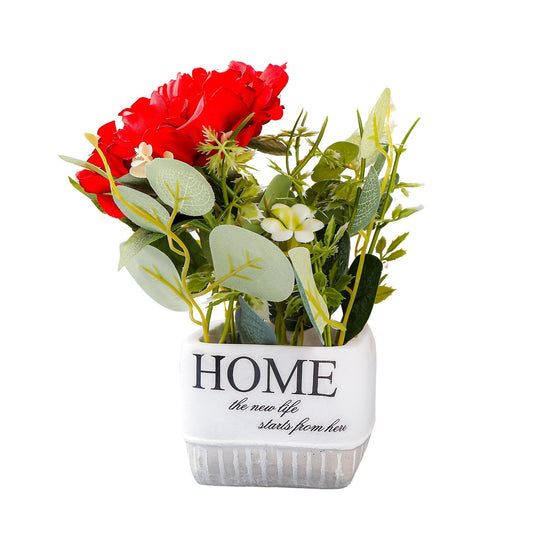 Red Rose Artificial Flower Pot