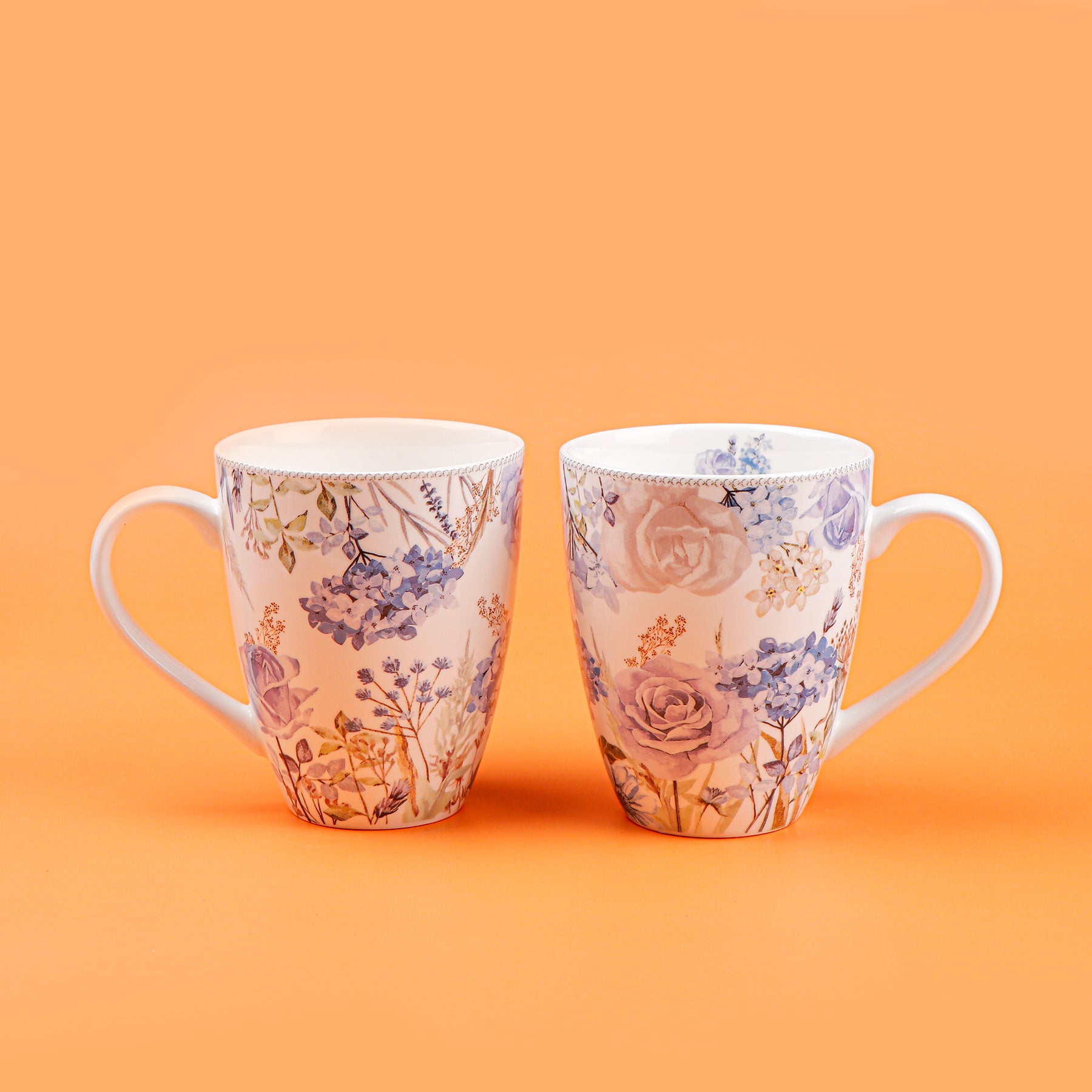 Blue Petals Vintage Twin Mug Set