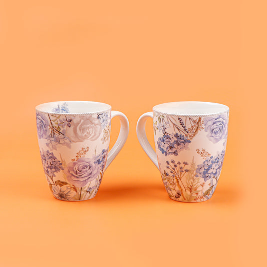 Blue Petals Vintage Twin Mug Set