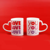 Love You Quoted Heart Twin Mug Set