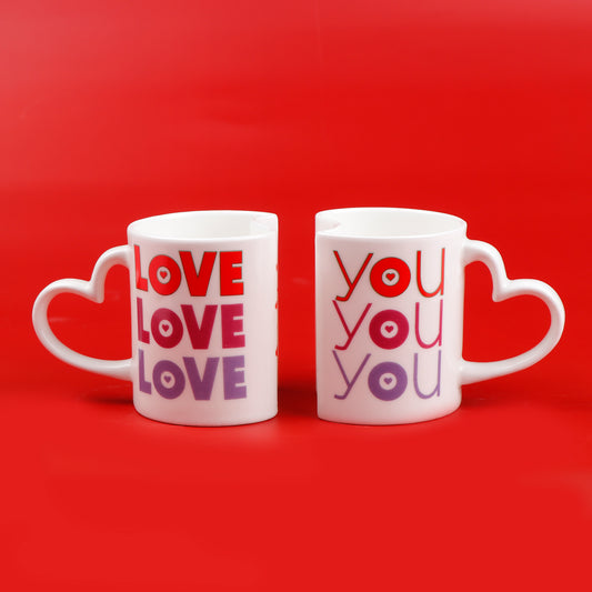 Love You Quoted Heart Twin Mug Set