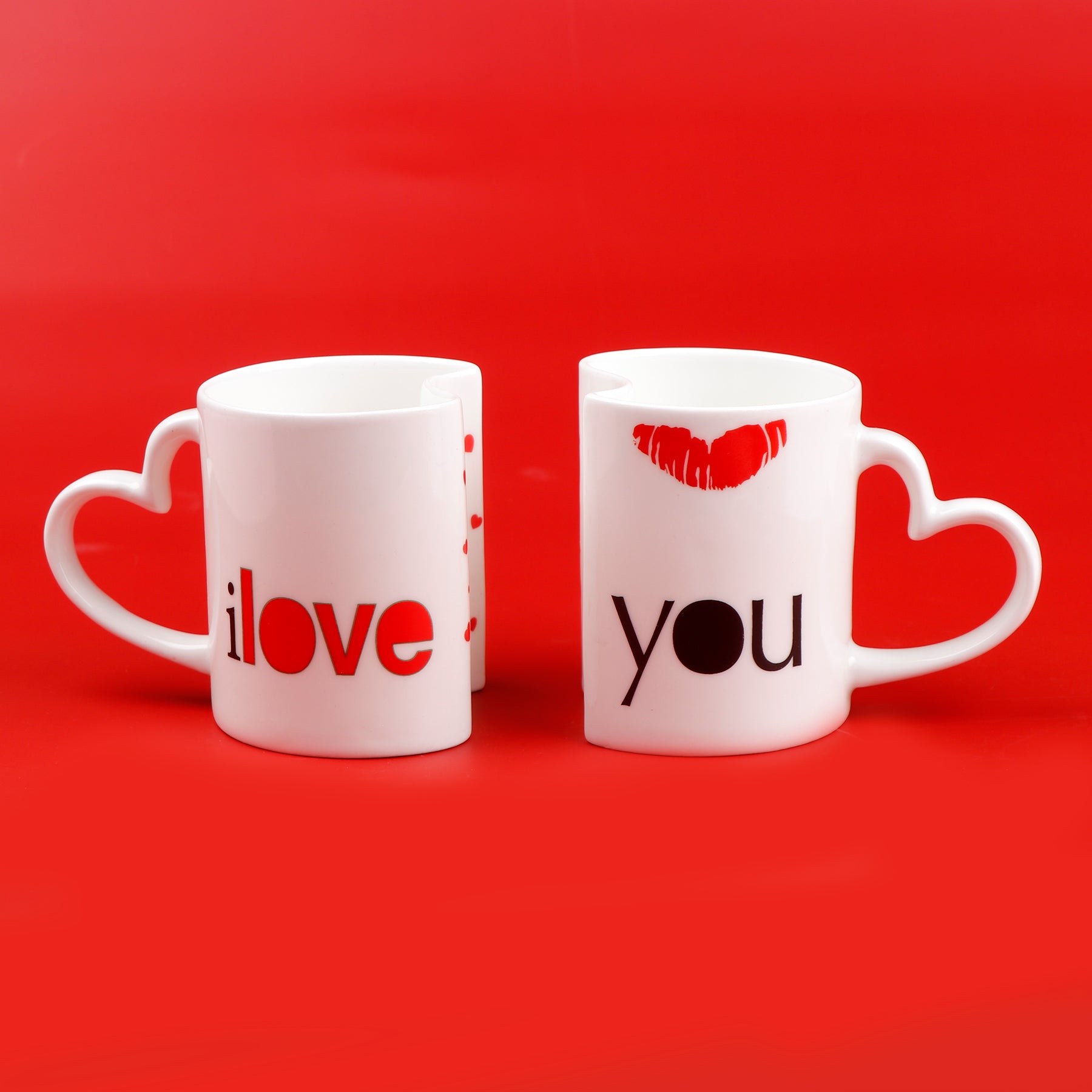 I Love You Quoted Heart Twin Mug Set
