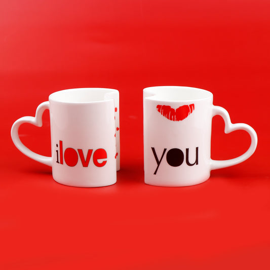 I Love You Quoted Heart Twin Mug Set