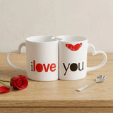 I Love You Quoted Heart Twin Mug Set