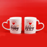 Hubby-Wifey Quoted Heart Twin Mug Set