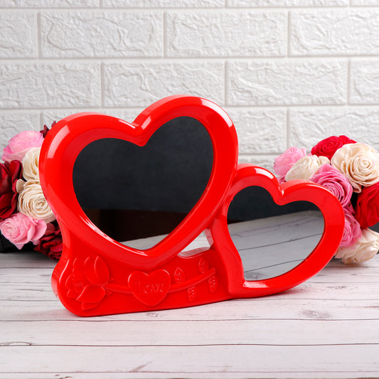 Twin Hearts Red LED Magic Mirror Photo Frame