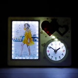 White LED Magic Mirror Photo Frame with Clock