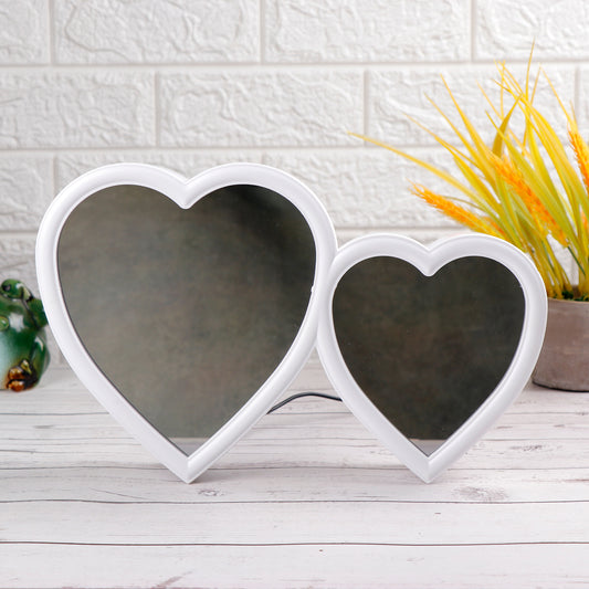 Twin Hearts White LED Magic Mirror Photo Frame