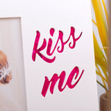 Kiss Me White Photo Frame