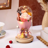 Archies Pink Rose Dome with Couple Figurine & Lights