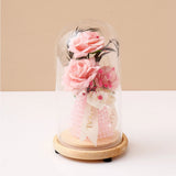 Archies Pink Rose Bouquet Glass Dome