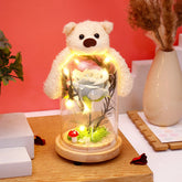 Archies Teddy Bear Blue Rose Glass Dome