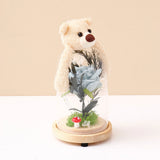 Archies Teddy Bear Blue Rose Glass Dome