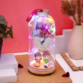 Archies Dried Flower Jar with Couple Figurine