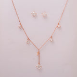 Rose Gold Stone Choker With Earring