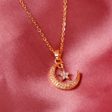 Moon and Star Golden Pendant