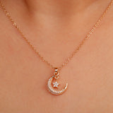 Moon and Star Golden Pendant