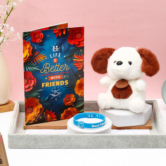 Archies Friendship Day Greeting Card, Soft Toy Keychain & Bracelet Set