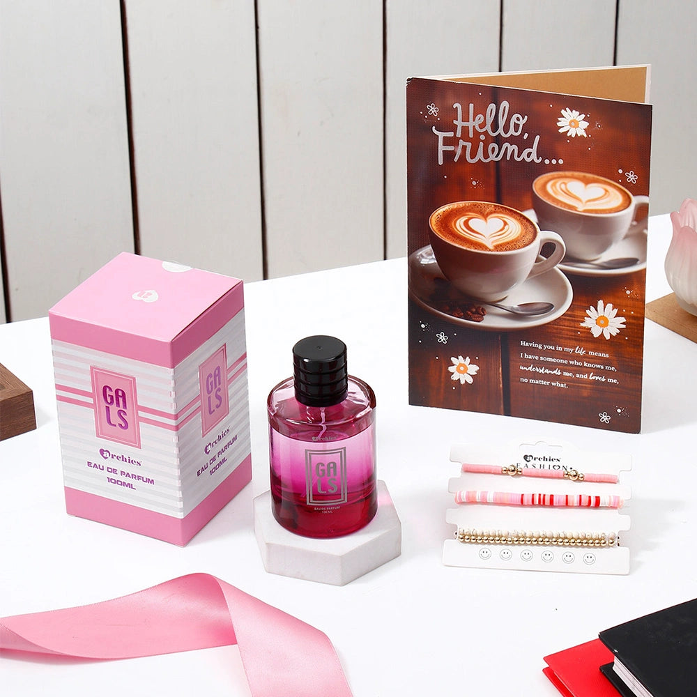Archies 'Hello Friend' Greeting Card, Perfume & Bracelet Set