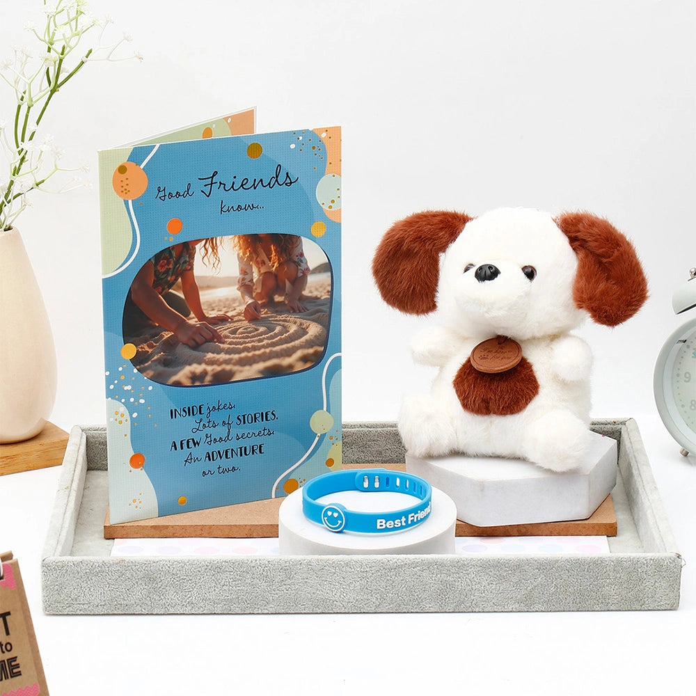 Archies 'Good Friends Know' Greeting Card, Soft Toy Keychain & Bracelet Set