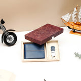 Navy Blue Wallet with Keychain Gift Set
