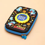 Black Dinosaur Calculator Zipper Pencil Case