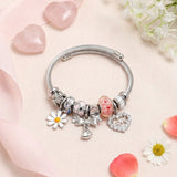 Daisies and Bows Charms Silver Bracelet