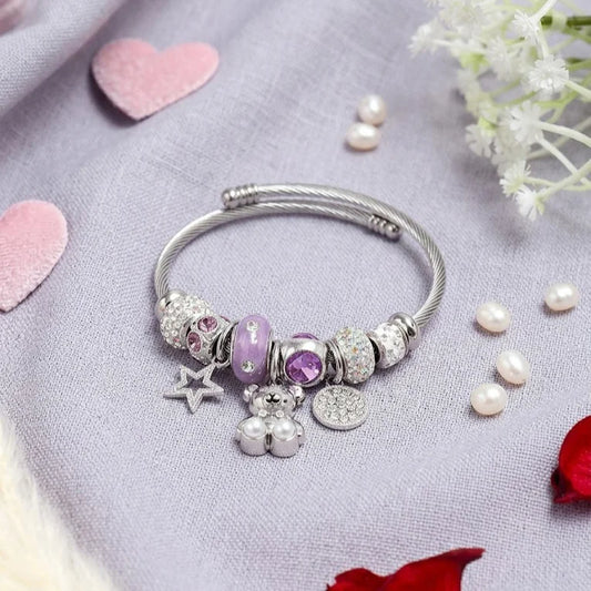 Teddy Charms Silver Bracelet