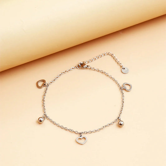 Hearts Silver Charm Anklet