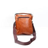 Tan Brown Leather Crossbody Sling Bag