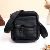 Black Leather Sling Bag With Brown Wallet Set
