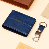 Black Leather Sling Bag With Blue Wallet Set