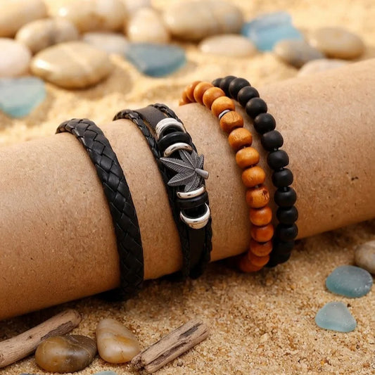 Autumn Leaf Beaded Multilayer Leather Bracelet