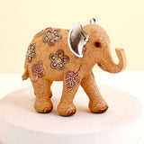 Large Floral Elephant with Gold Gems & Silver Ears Showpiece