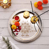 Om Shubh Laabh Silver Pooja Thali Set
