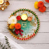 Divine Ganesha Green Designer Pooja Thali