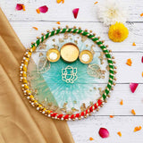 Divine Ganesha Green Designer Pooja Thali