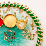 Divine Ganesha Green Designer Pooja Thali