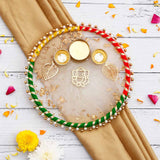 Divine Ganesha White Designer Pooja Thali