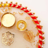 Divine Ganesha White Designer Pooja Thali