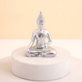 Silver Buddha in Dark Wooden Ring Frame Showpiece