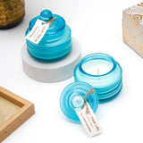 Pack Of 2 Scented Candle in Blue Ribbed Glass Jar