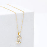 Floral Elegance Pendant Earing Set with Brown Teddy