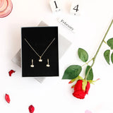 Imperial Crown Pendant Earing Set with Rose